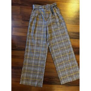 A New Day Plaid Wide Leg High Waist Dress Pants Career Casual‎ Size 4